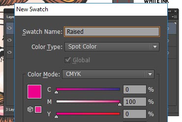 Create new Raised spot color